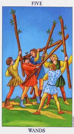 معنی کارت 5 چوبدستی تاروت ( 56 کارت )