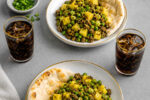 خوراک گوشت چرخ کرده و نخود فرنگی