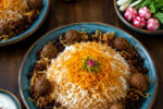 رشته پلو با گوشت قلقلی